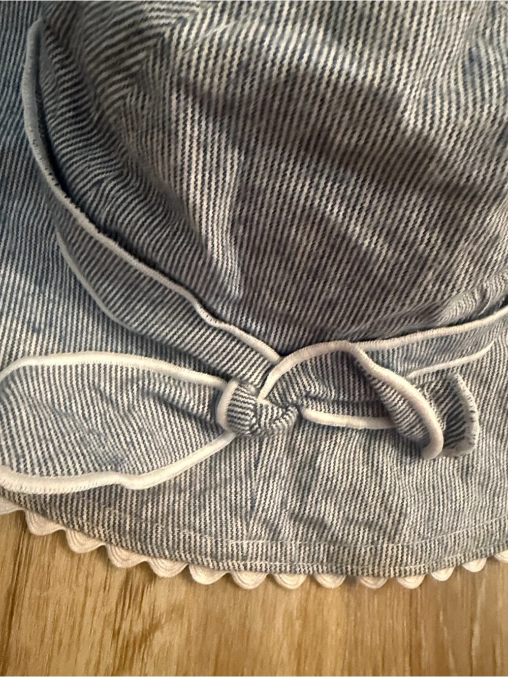 Hanna Andersson Light Blue Striped Kids Sun Hat with Bow Trim